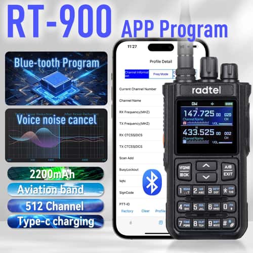 Radtel RT-900 Multi-Band Full Band Ham Radio Handheld Two Way Radio with 256 Channels