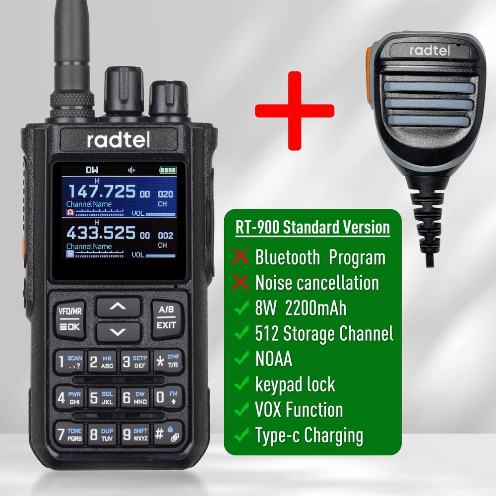 Radtel RT900 MultiBand Full Band Ham Radio Handheld Two Way Radio With 256 Channels 16