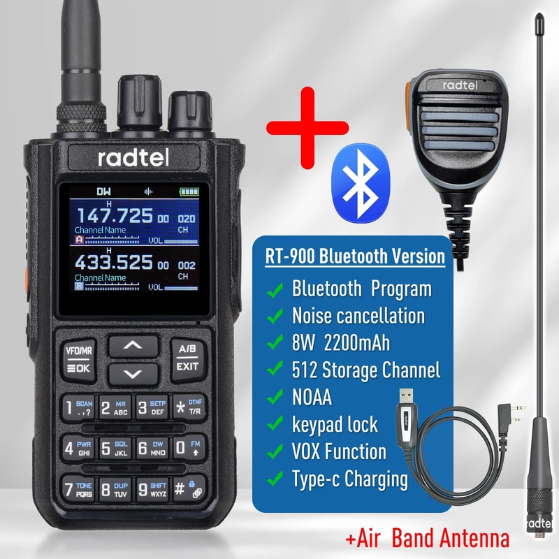 Radtel RT900 MultiBand Full Band Ham Radio Handheld Two Way Radio With 256 Channels 12