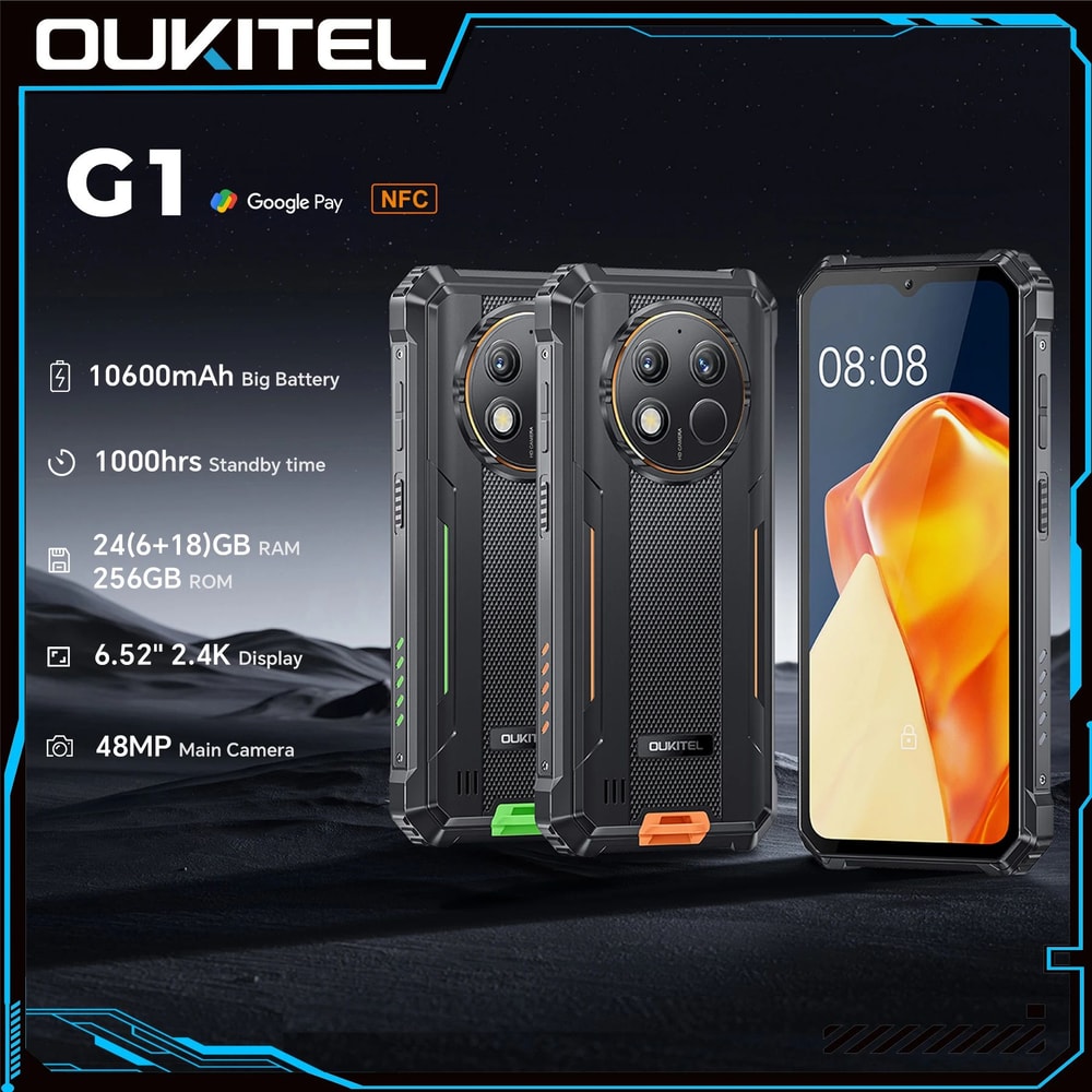 OUKITEL G1 Rugged Power Smartphone LongLasting Battery Waterproof Android 0