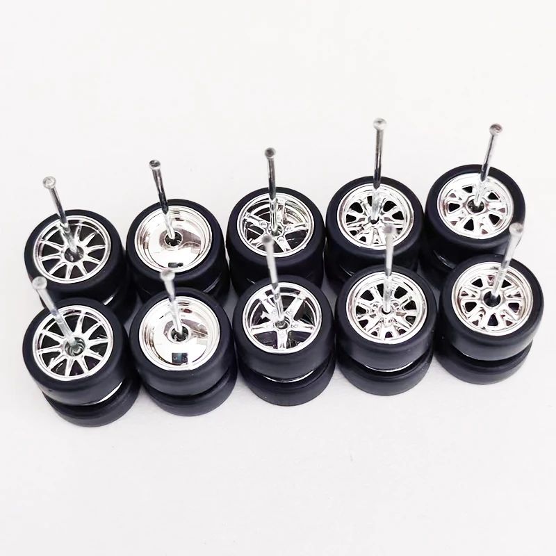 Premium 164 Scale Model Car Alloy Wheels Rubber Tires 5Set Diecast Upgrade Kit 15