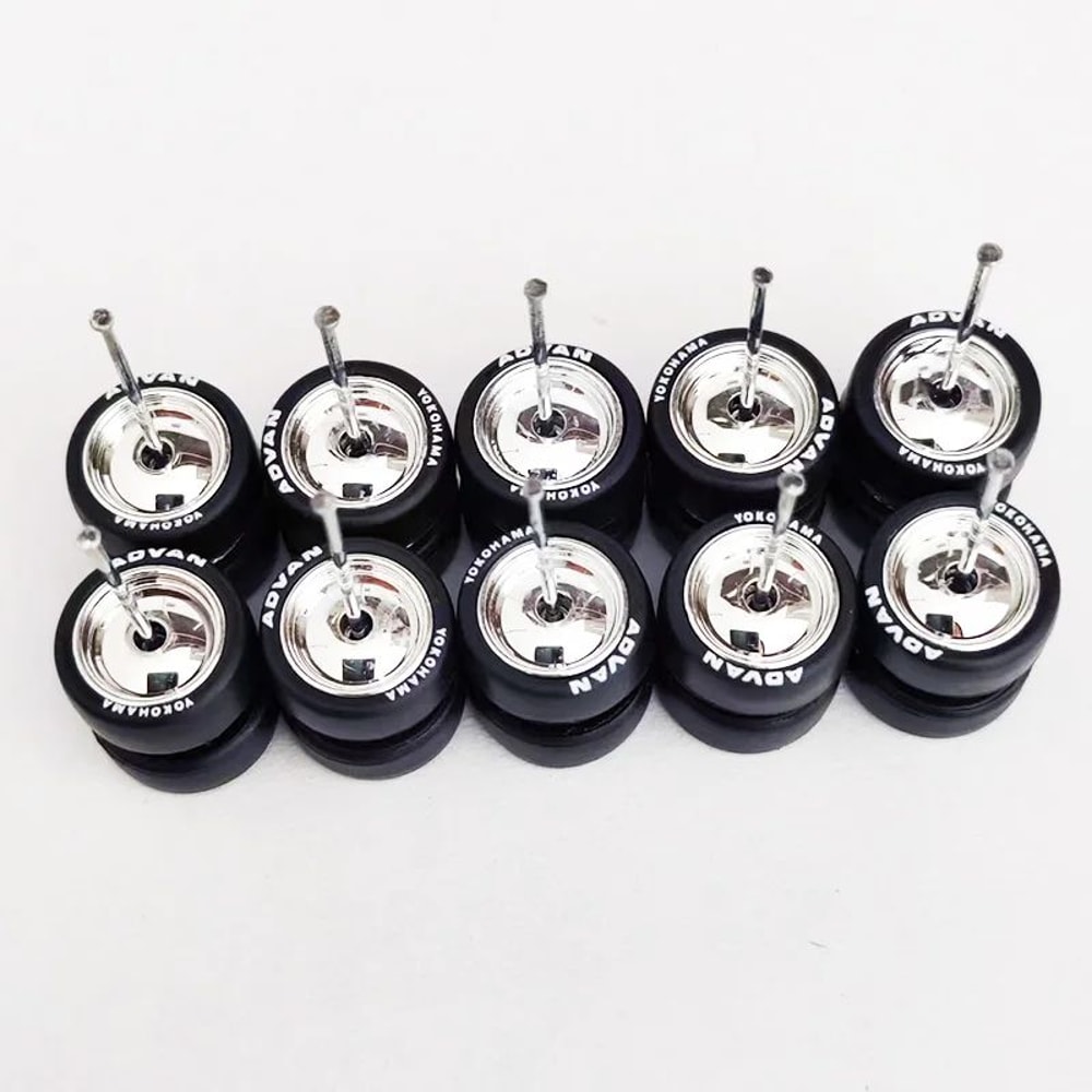 Premium 164 Scale Model Car Alloy Wheels Rubber Tires 5Set Diecast Upgrade Kit 9