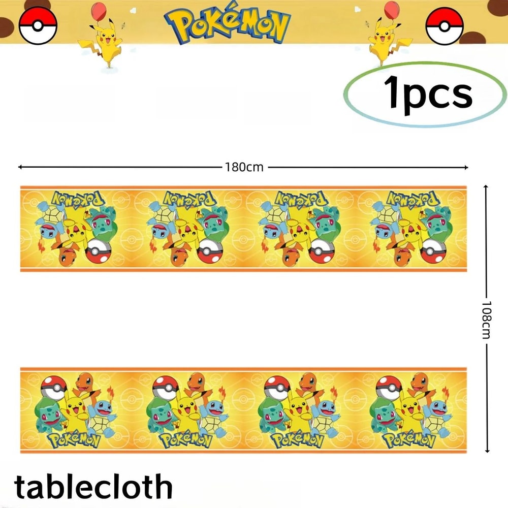 Pikachu Birthday Party Decorations Set Pokemon Party Supplies With DIY Stickers Plates Tablecloth 1