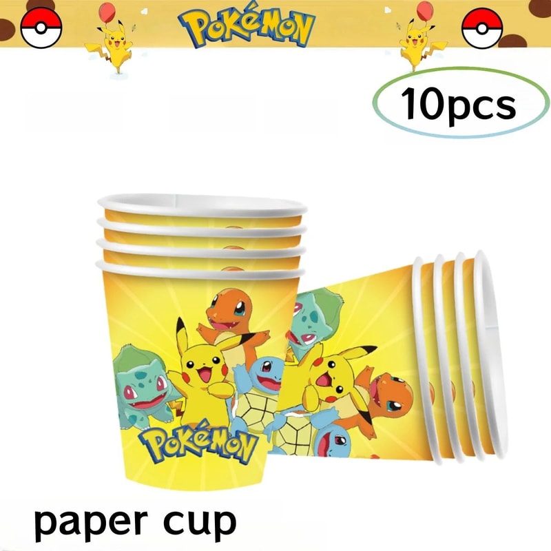 Pikachu Birthday Party Decorations Set Pokemon Party Supplies With DIY Stickers Plates Tablecloth 2