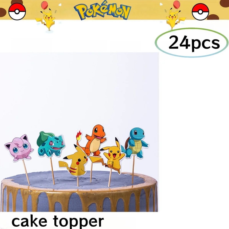 Pikachu Birthday Party Decorations Set Pokemon Party Supplies With DIY Stickers Plates Tablecloth 6