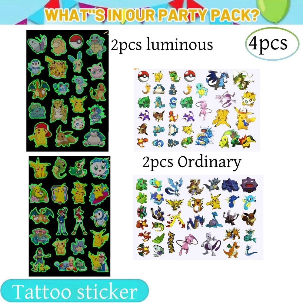 Pikachu Birthday Party Decorations Set Pokemon Party Supplies With DIY Stickers Plates Tablecloth 10