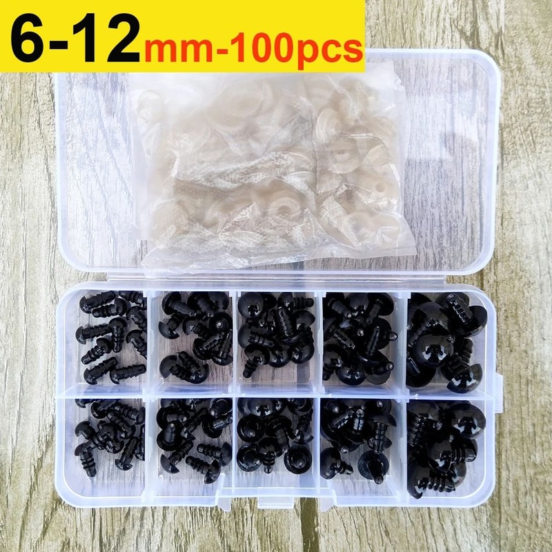 Premium Assorted Plastic Safety Eyes For Toys Dolls 100pcs Mix Sizes For Crafting Amigurumi 6