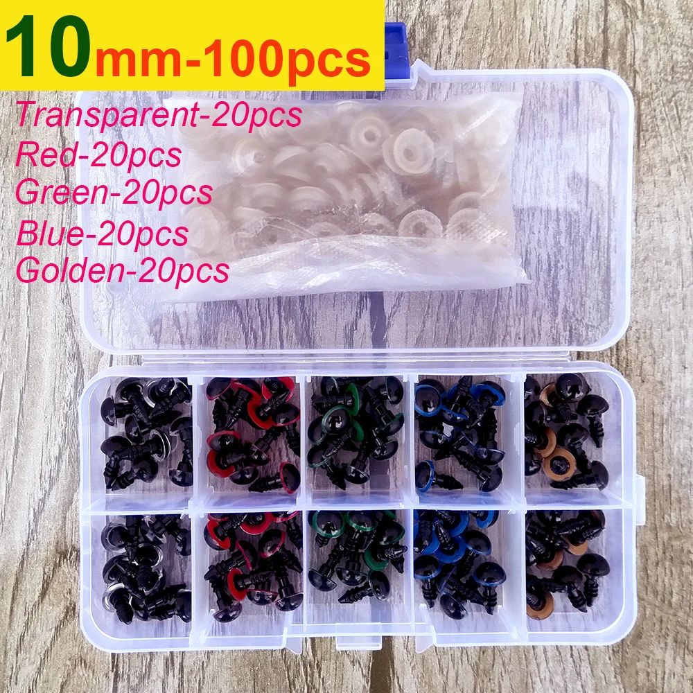Premium Assorted Plastic Safety Eyes For Toys Dolls 100pcs Mix Sizes For Crafting Amigurumi 8