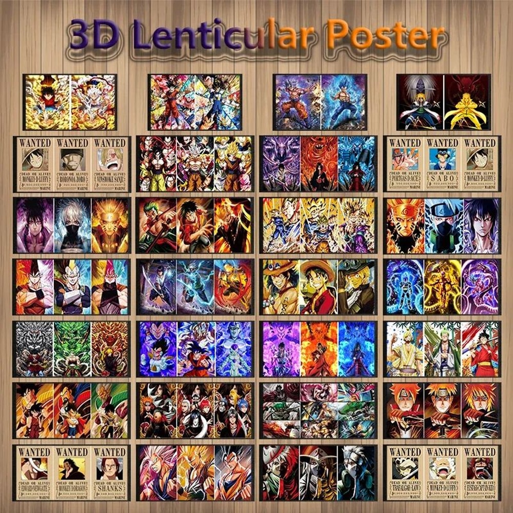 3D Lenticular Anime Poster Print For Room Decor Dragon Ball Z One Piece Unframed 0