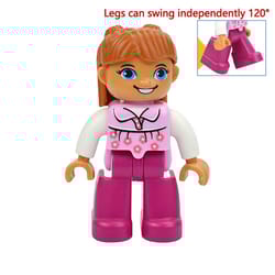 premium family block figures & compatible brick toy set - large building block figures for kids, includes farmer, pirate