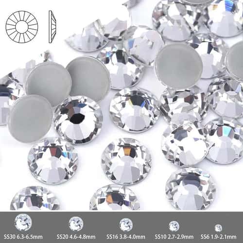 Premium Crystal Hotfix Rhinestones - Clear AB Flatback Iron-On Sparkle Stones for Clothes & DIY