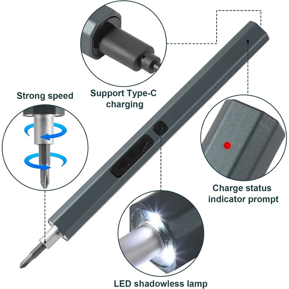 Cordless Electric Screwdriver Pro Kit Precision Screwdriver Set With Magnetic Screwdriver Bits USB 3