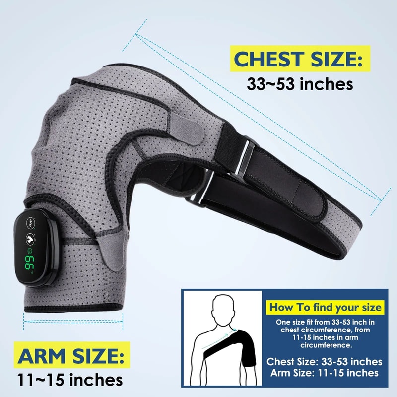 Advanced Heated Shoulder Pain Relief Brace With LED Display Vibration Massage Support 5