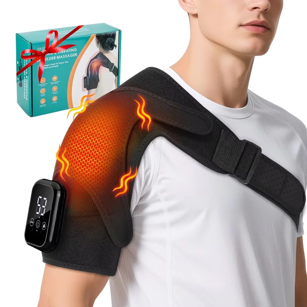 Advanced Heated Shoulder Pain Relief Brace With LED Display Vibration Massage Support 8