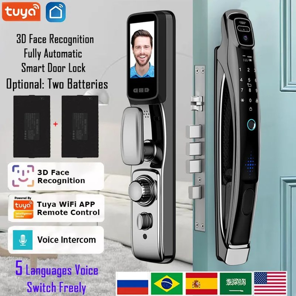 Tuya WiFi Face Recognition Door Lock With Camera Video Intercom Smart Home Security Lock 4