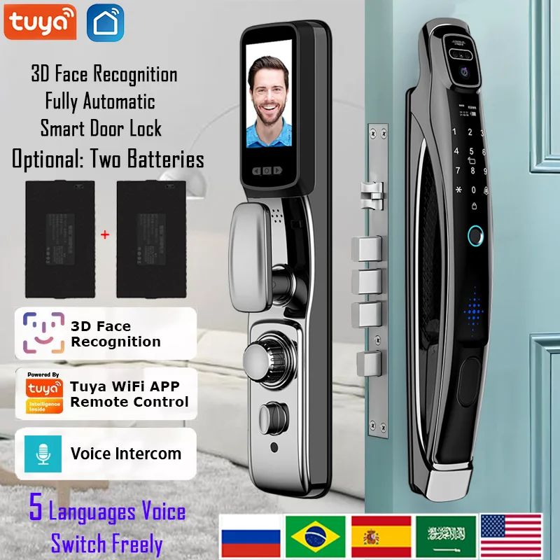 Tuya WiFi Face Recognition Door Lock With Camera Video Intercom Smart Home Security Lock 4