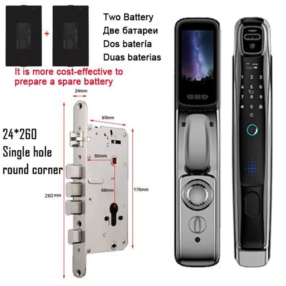 Tuya WiFi Face Recognition Door Lock With Camera Video Intercom Smart Home Security Lock 9