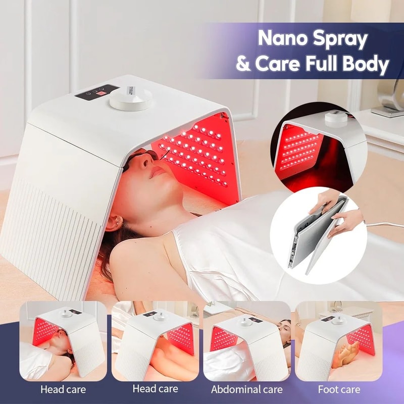 7Color LED Light Therapy Skin Rejuvenation Device With PDT Nano Water Sprayer 0