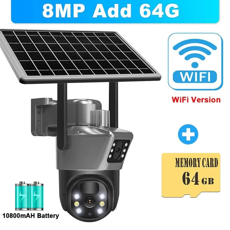 SolarGuard Pro 8MP 4K Outdoor Wireless CCTV Camera DualLens Solar WiFi Security Camera With PTZ L 8