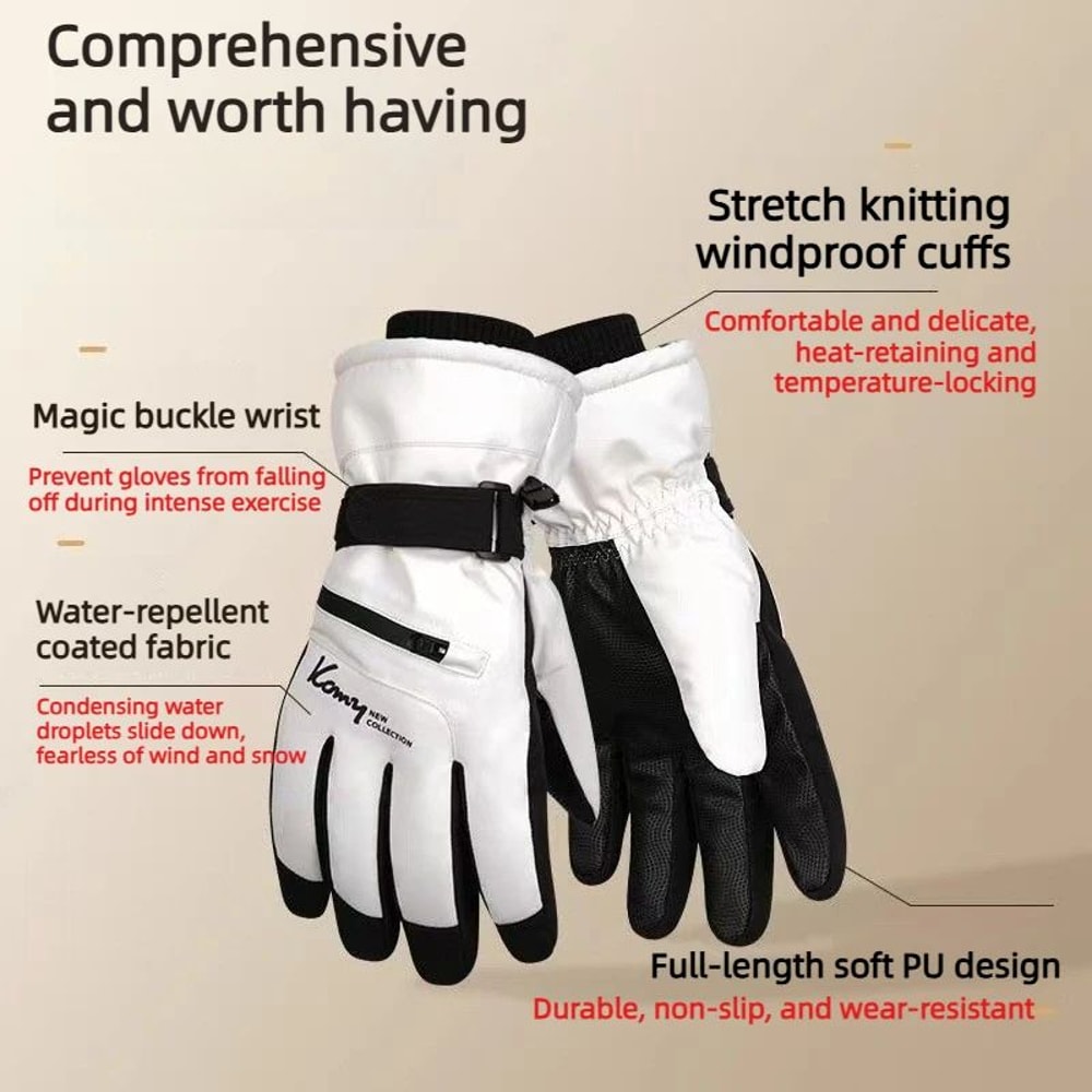 AllWeather Thermal Waterproof Winter Cycling Ski Gloves Unisex Warm Touch Screen Grip Gloves 2