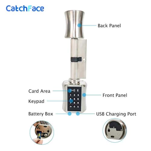 Bluetooth Wi-Fi Smart Lock Cylinder – APP Controlled Keyless Entry Security Lock with RFID & Keypad
