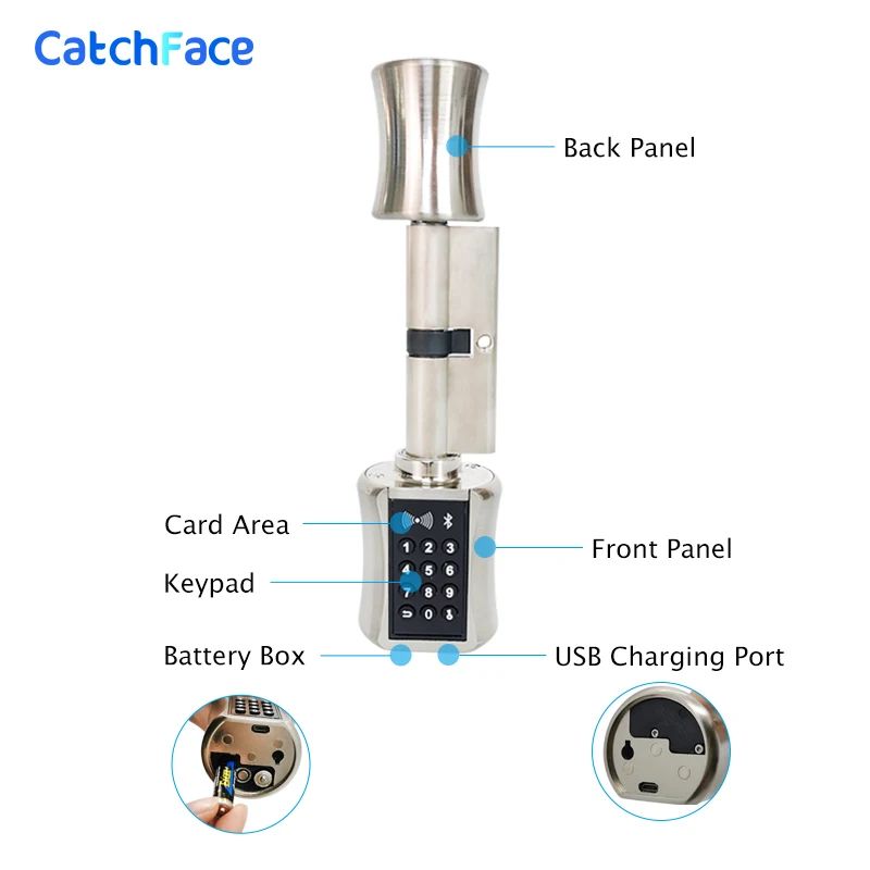 Bluetooth WiFi Smart Lock Cylinder APP Controlled Keyless Entry Security Lock With RFID Keypad 0