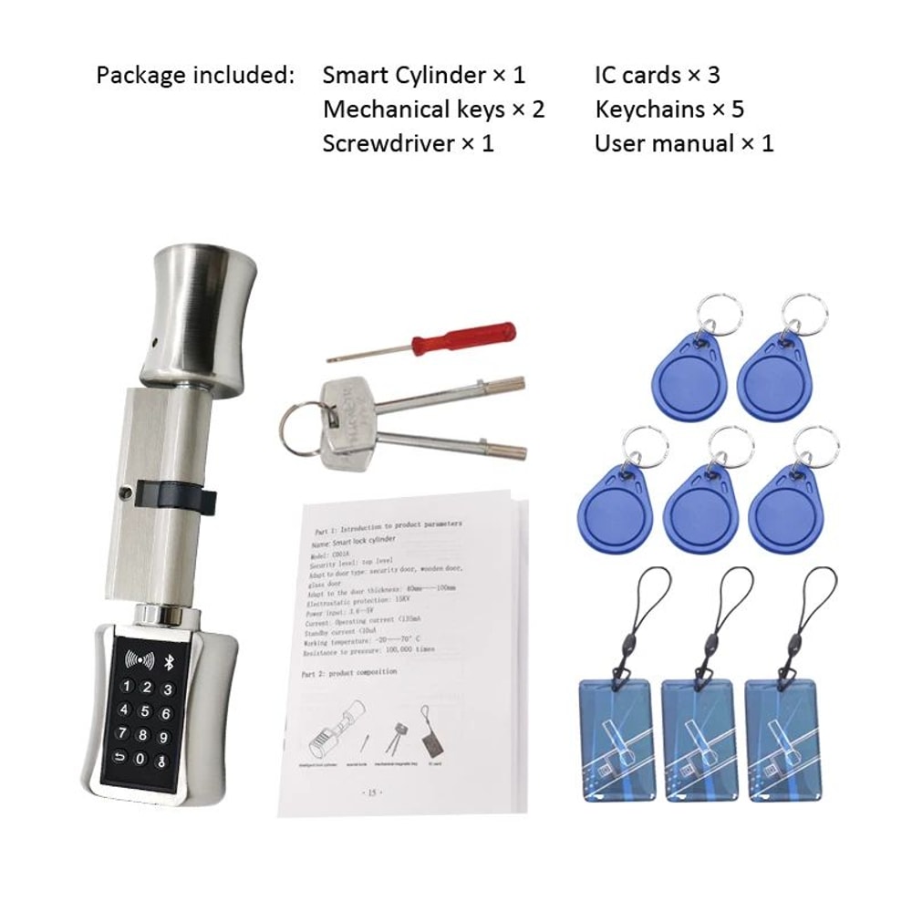 Bluetooth WiFi Smart Lock Cylinder APP Controlled Keyless Entry Security Lock With RFID Keypad 1