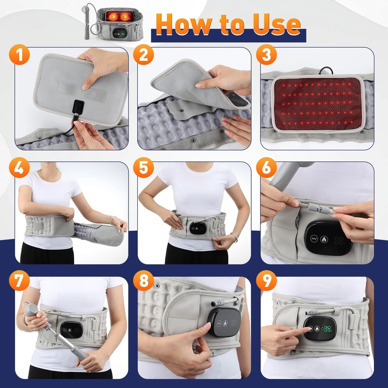 TheraWarm Inflatable Heating Waist Massager With Vibration Back Support 4