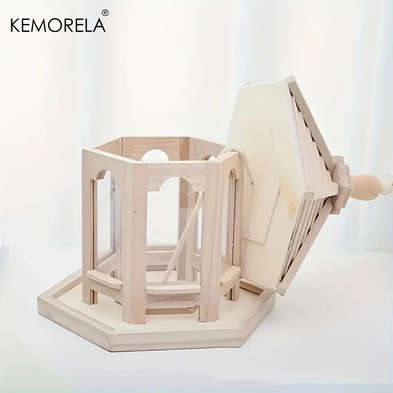 KEMORELA Woven Wooden Hanging Bird Feeder House For Outdoor Garden Decor 4