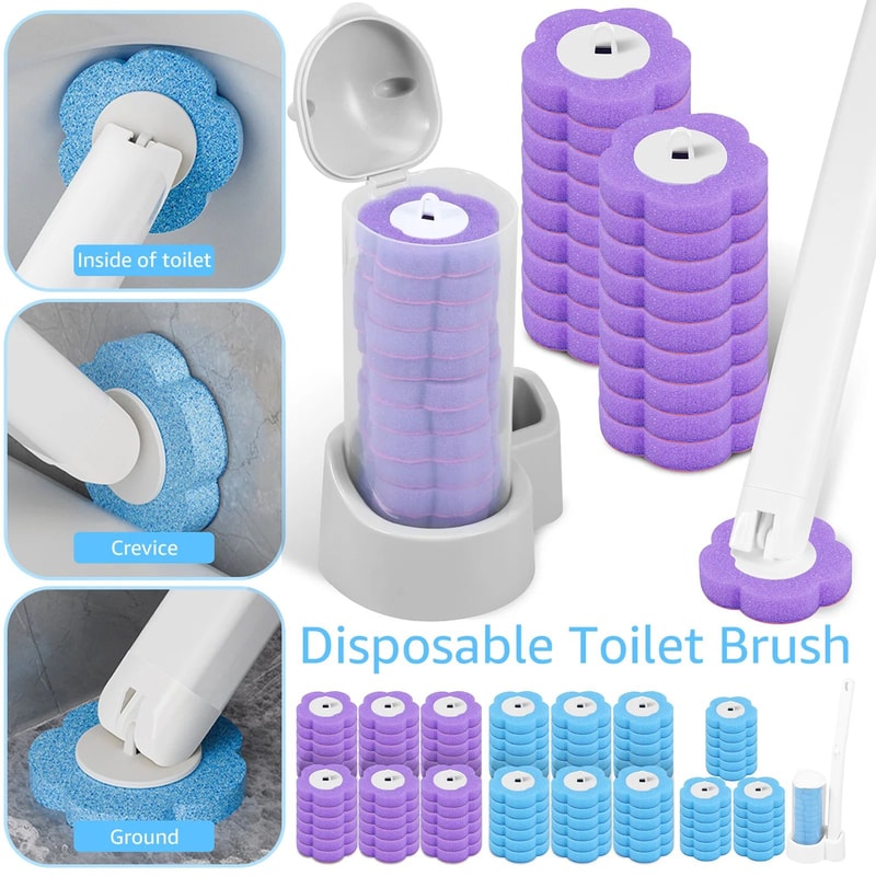 Disposable Toilet Brush Toilet Cleaning Wand Kit With 1836 Toilet Brush Replacement Heads And Long 0