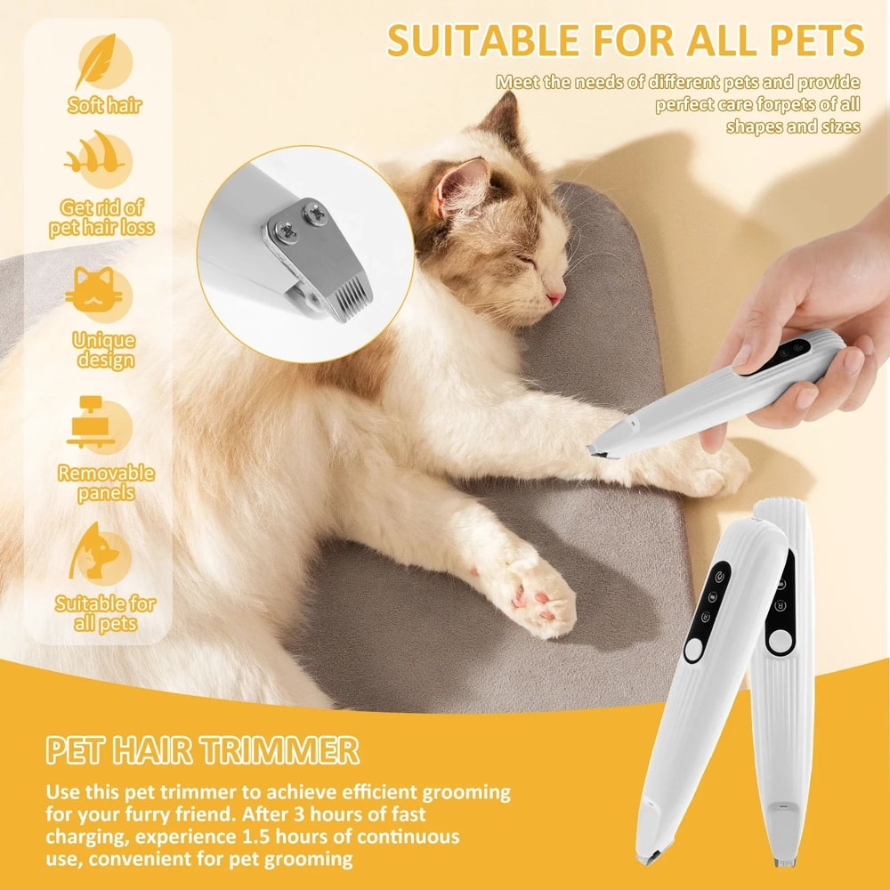 Quiet LED Dog Paw Trimmer Waterproof Cordless Pet Hair Clippers For Dogs Cats 1
