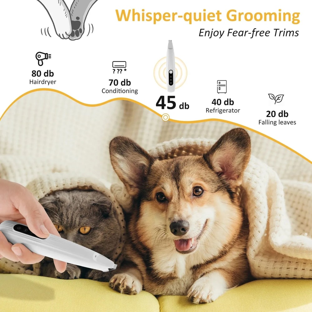 Quiet LED Dog Paw Trimmer Waterproof Cordless Pet Hair Clippers For Dogs Cats 4