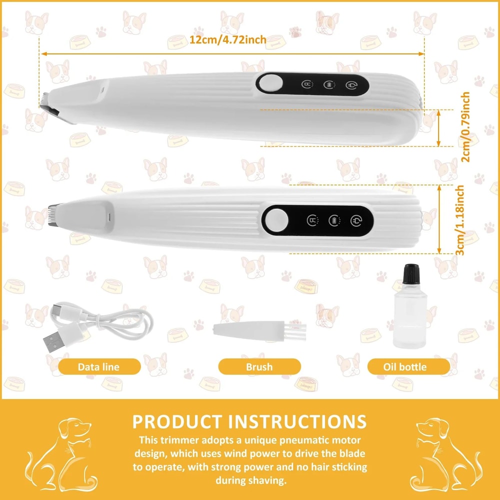Quiet LED Dog Paw Trimmer Waterproof Cordless Pet Hair Clippers For Dogs Cats 5