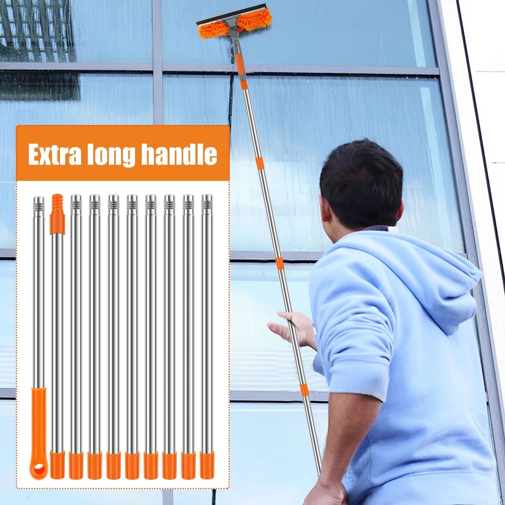 ExtendReach Pro 2in1 Telescopic Window Cleaning Kit With DoubleSided Squeegee 1