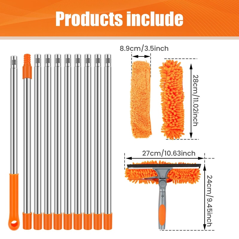 ExtendReach Pro 2in1 Telescopic Window Cleaning Kit With DoubleSided Squeegee 5