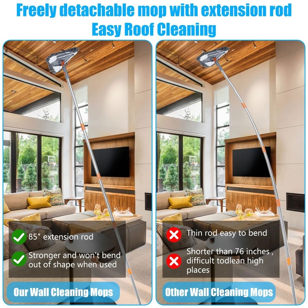 UltraReach 360 Rotating Long Handle Mop Adjustable Microfiber Wall Cleaner Floor Duster 2
