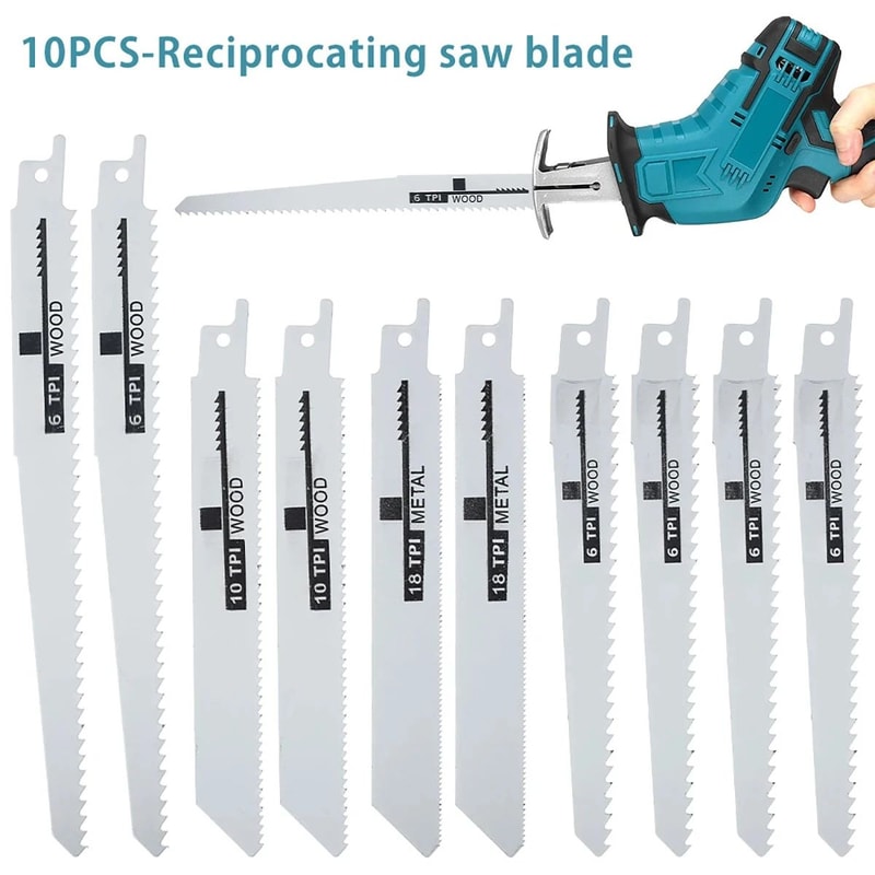 10Piece Universal Reciprocating Saw Blade Set For Wood Metal PVC FastCut Reciprocating Saw Blades 0