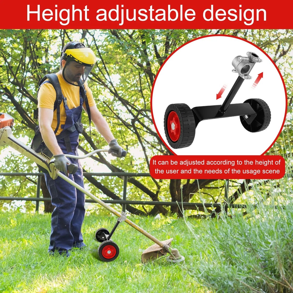 Premium Adjustable Lawn Mower Support Wheel Trimmer Support Attachment For Weed Cutter 2