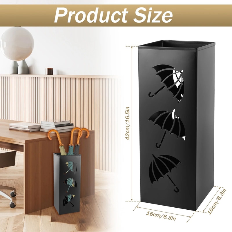 Freestanding Metal Umbrella Stand With Hollowdrain Design Entryway Umbrella Cane Holder 5