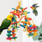 Safe Hanging Parrot Chew Toy With Hook Colorful Wooden Blocks And Rope 1