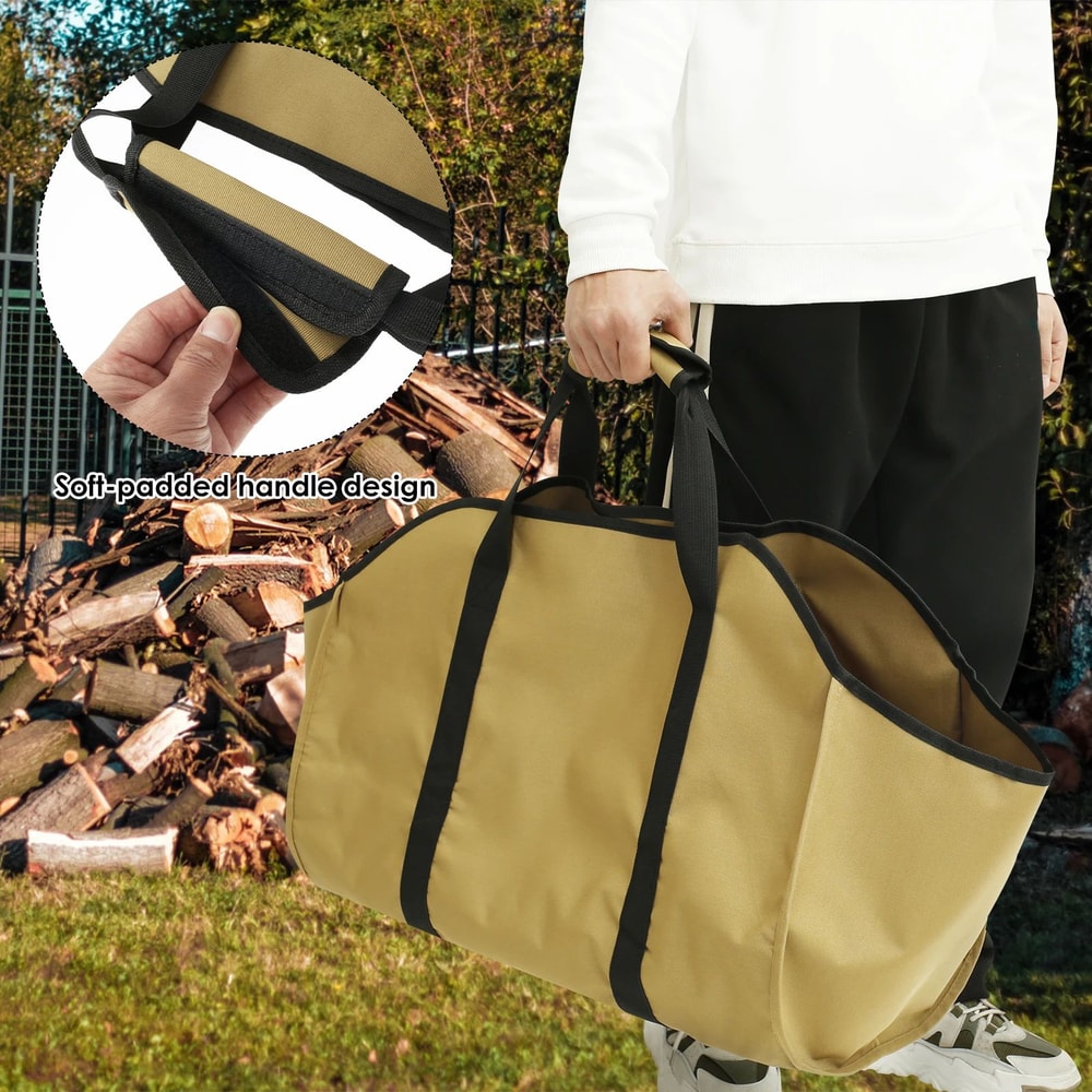 Heavy Duty Firewood Carrier Bag Oxford Cloth Log Carrier Tote With Reinforced Handles 2