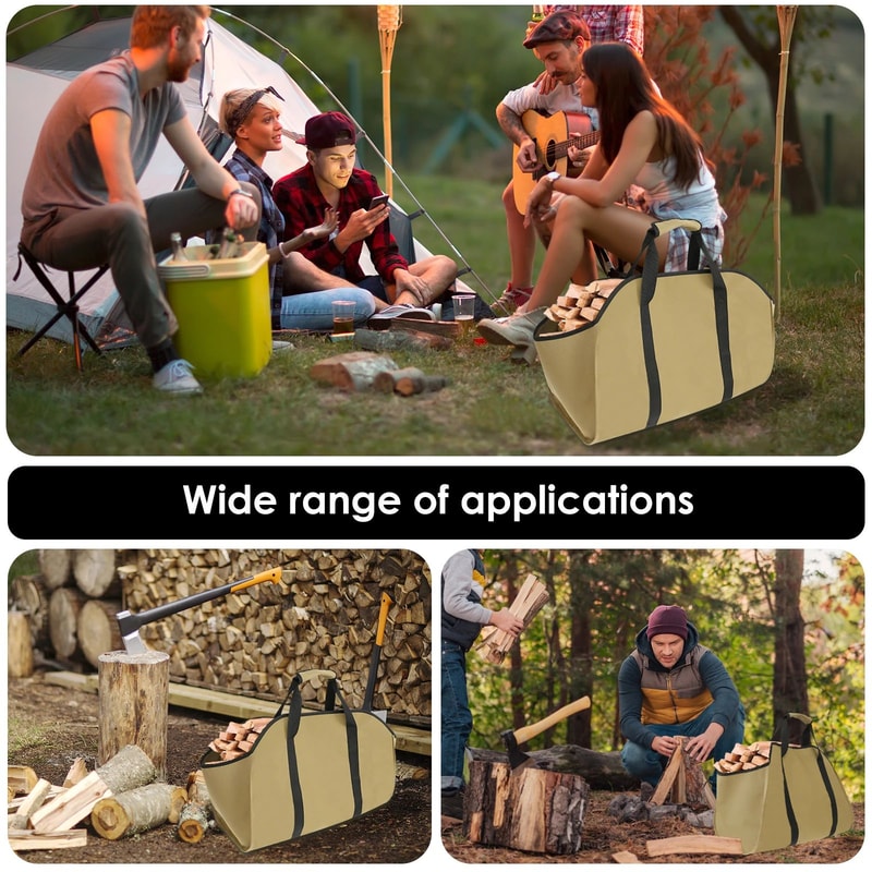 Heavy Duty Firewood Carrier Bag Oxford Cloth Log Carrier Tote With Reinforced Handles 4