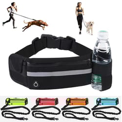 hands-free running dog leash with reflective elastic belt & waist bag