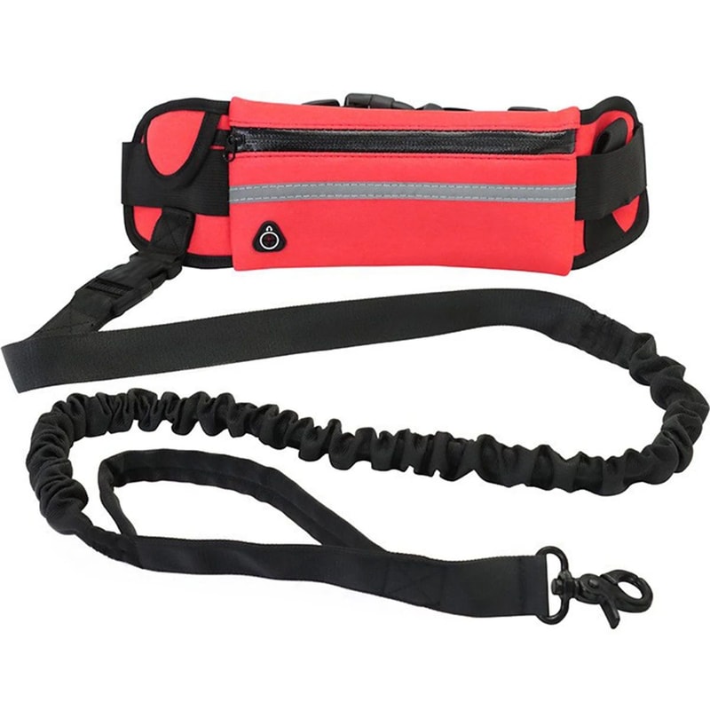 HandsFree Running Dog Leash With Reflective Elastic Belt Waist Bag 6