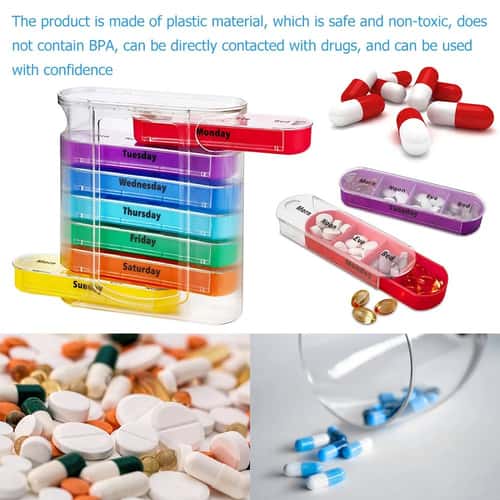 7–28 Day Pill Organizer with Compartments – Weekly & Monthly Medicine Storage Box for Daily Tablet Management
