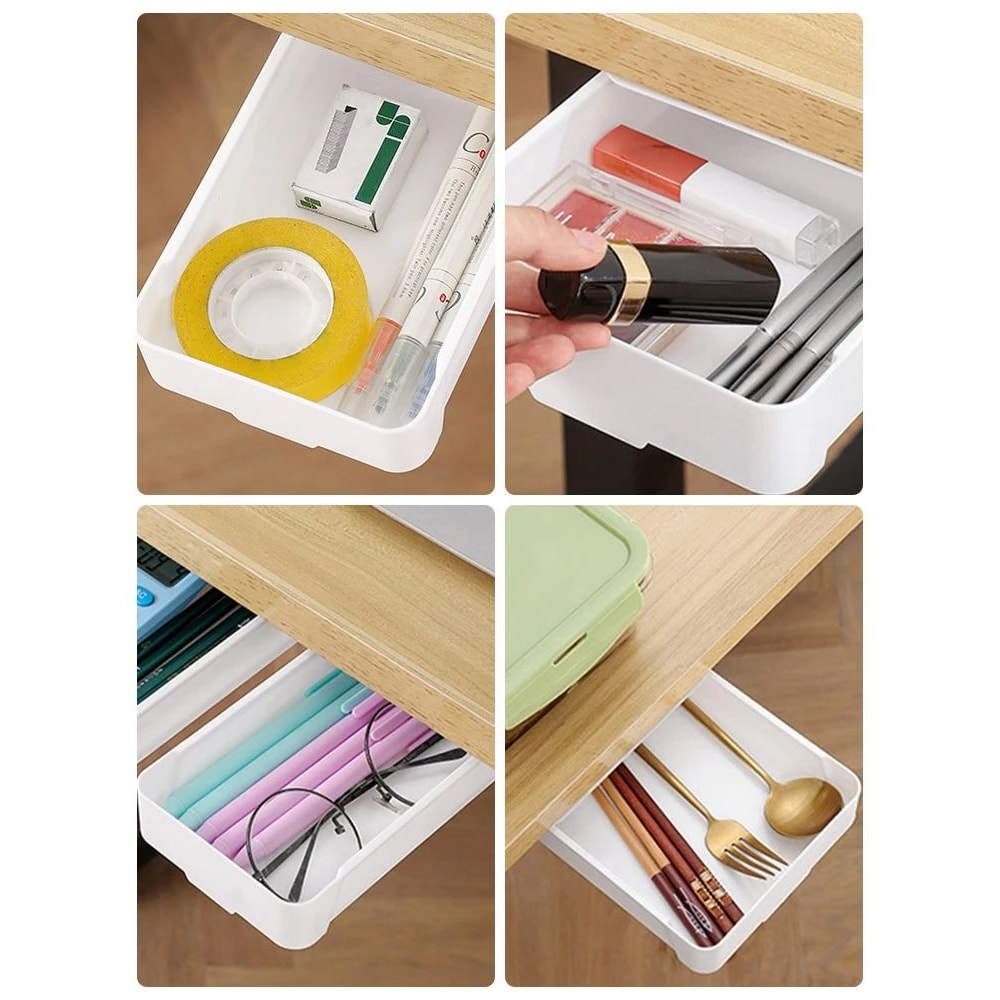 Hidden SlideOut Under Desk Drawer Organizer SelfAdhesive Desk Storage Tray 4