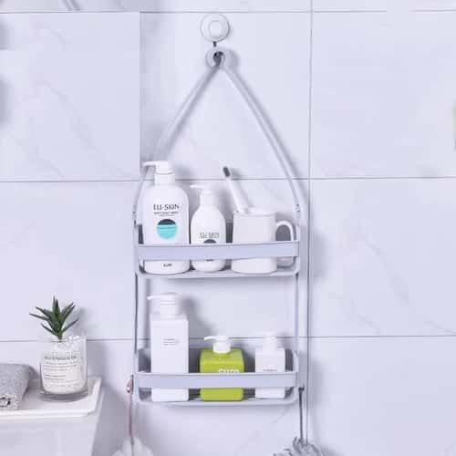 Premium Space-Saver Hanging Bath Shelves & Bathroom Shelf Organizer, Nail-Free Shampoo Storage Rack