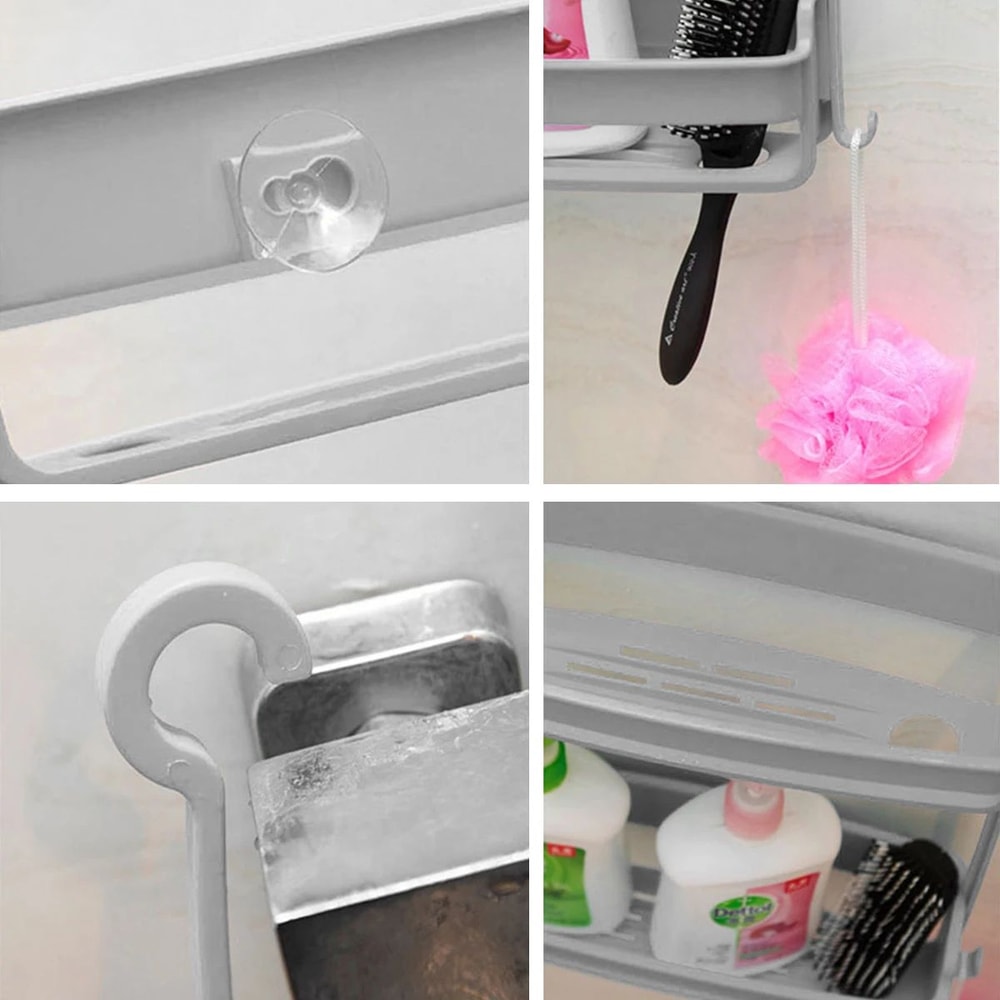 Premium SpaceSaver Hanging Bath Shelves Bathroom Shelf Organizer NailFree Shampoo Storage Rack 2