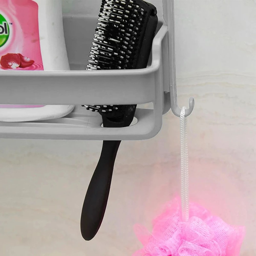 Premium SpaceSaver Hanging Bath Shelves Bathroom Shelf Organizer NailFree Shampoo Storage Rack 3