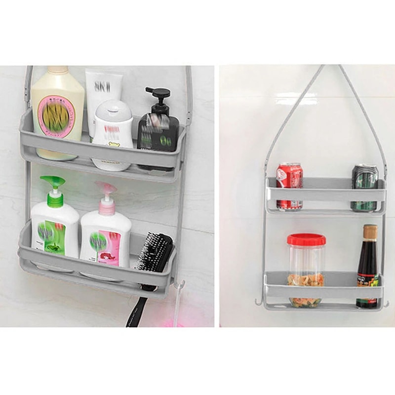 Premium SpaceSaver Hanging Bath Shelves Bathroom Shelf Organizer NailFree Shampoo Storage Rack 4